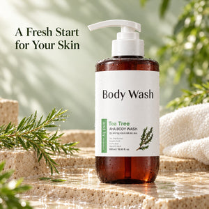 and by mixsoon Tea Tree AHA Body Wash 500ml