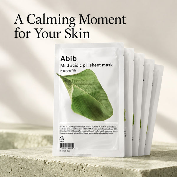 Abib Mild Acidic pH Sheet Mask Heartleaf Fit 10 Sheets