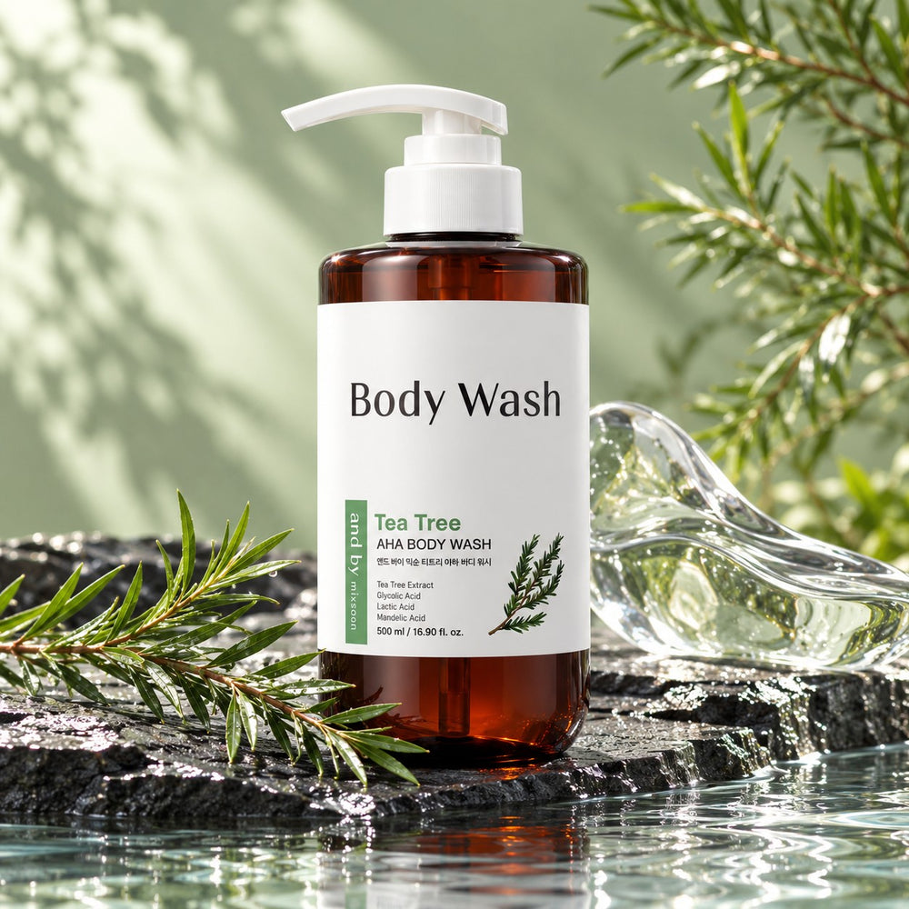 and by mixsoon Tea Tree AHA Body Wash 500ml