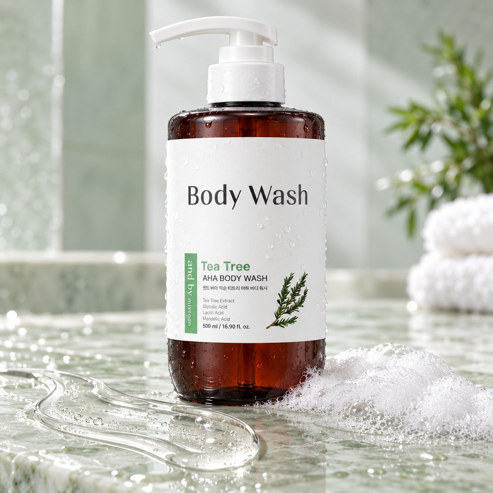 and by mixsoon Tea Tree AHA Body Wash 500ml