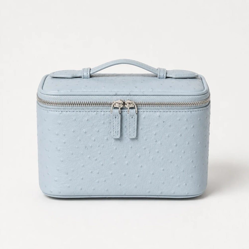 Baby Blue Ostrich Vanity Case