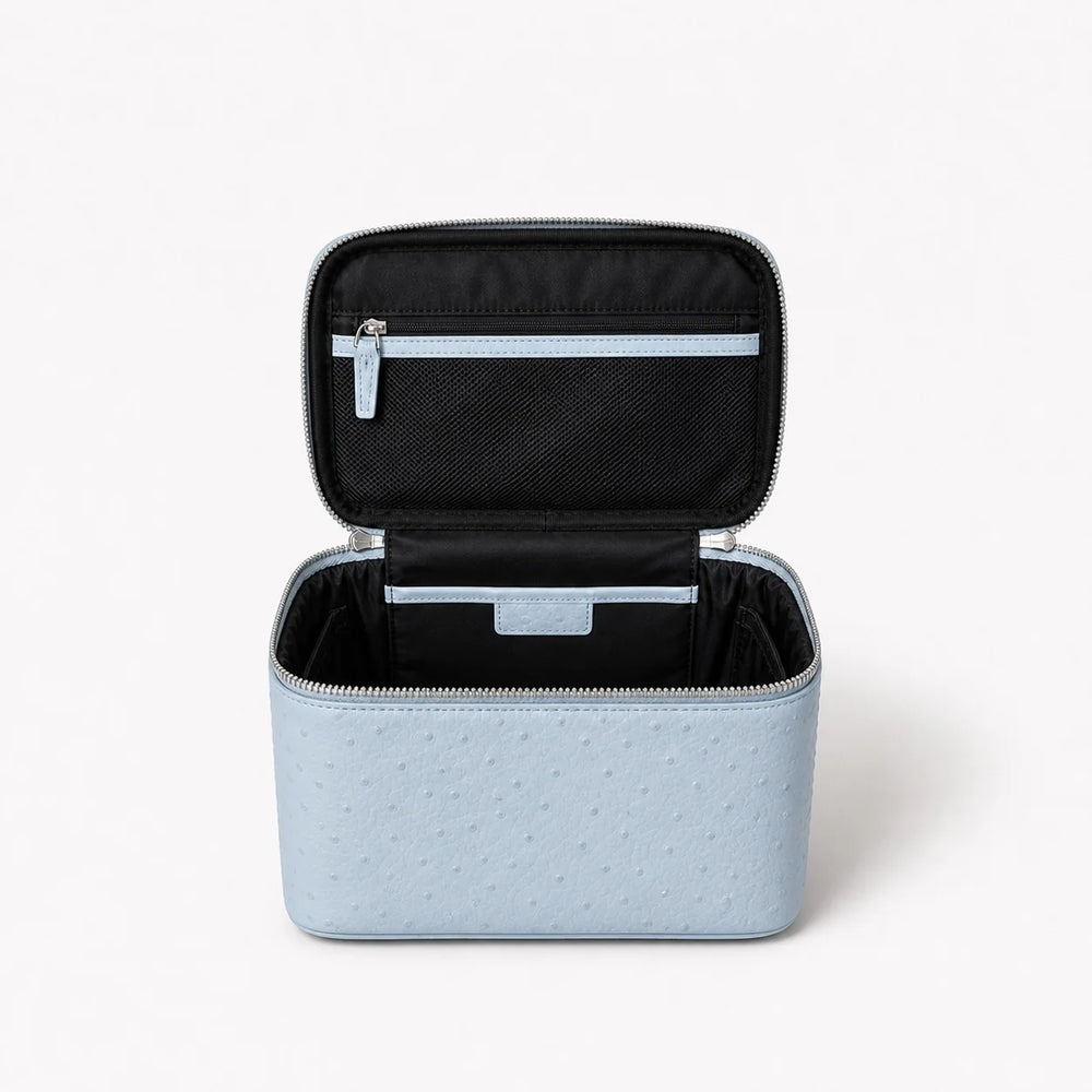 Baby Blue Ostrich Vanity Case