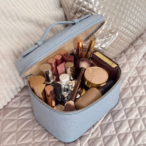Baby Blue Ostrich Vanity Case