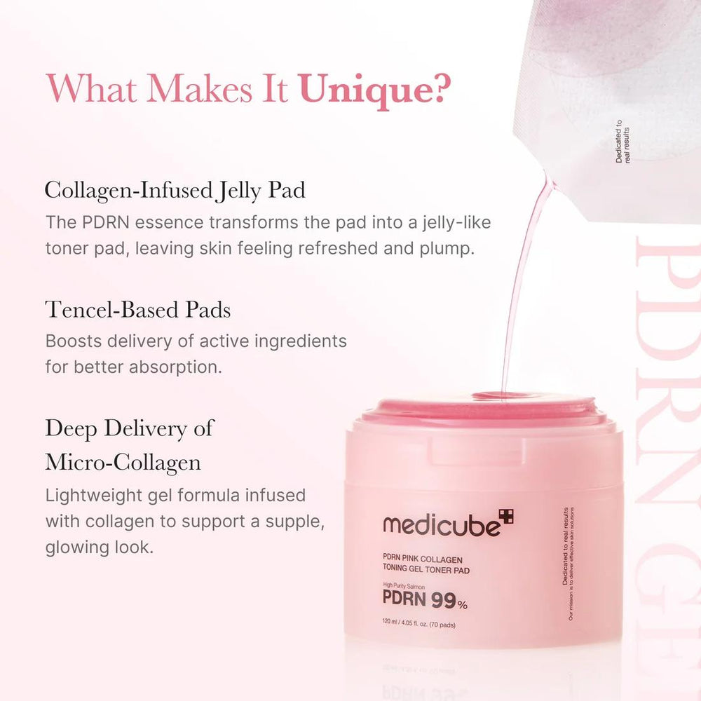 Medicube PDRN Pink Collagen Toning Gel Pad 70 pièces